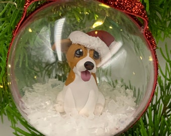 Christmas Jack Russell Terrier Snowglobe Ornament Bauble