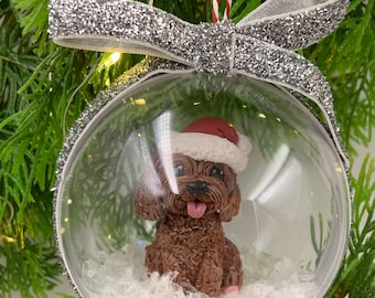 Christmas Cockapoo Snowglobe Ornament Bauble