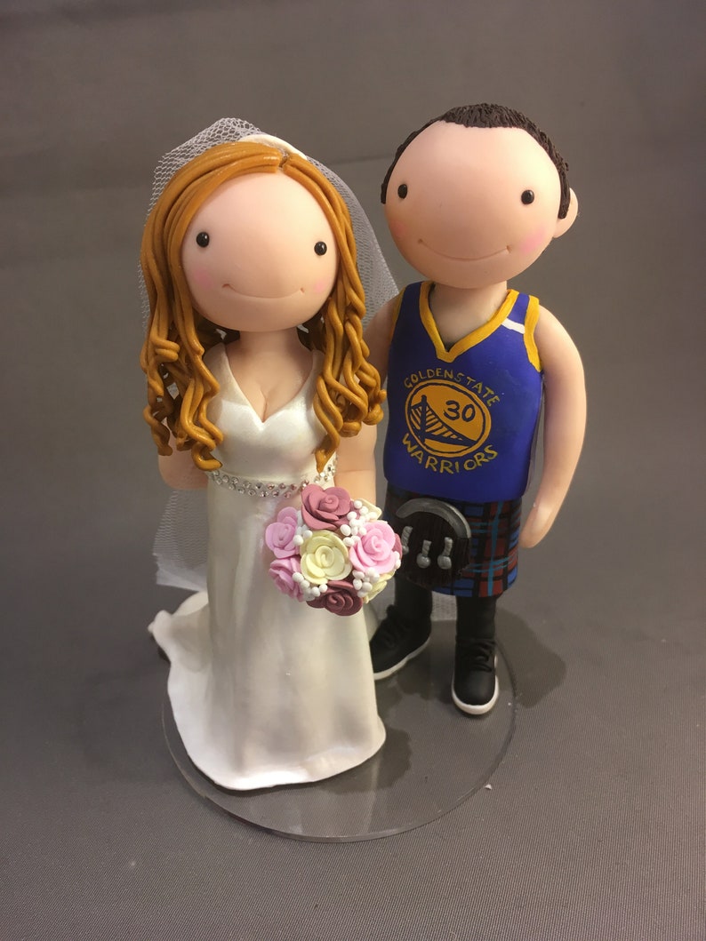Custom Bride and Groom Figurines Wedding Cake Topper image 1