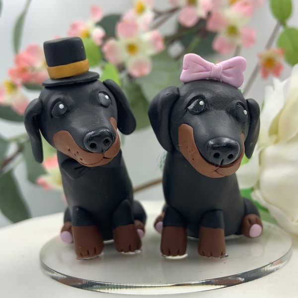 Salchicha perro Weiner perro pastel Topper-Weiner perro novia y novio-torta figurita-boda pastel figuras-perro pastel Topper