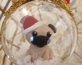 pug snow globe