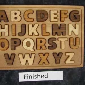 ABC uppercase - block, wooden puzzle easy for little hands to grip and learn.