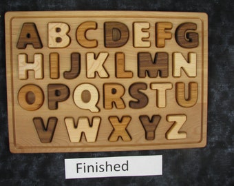 ABC uppercase - block, wooden puzzle easy for little hands to grip and learn.