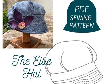Hat Sewing Pattern, The Ellie Hat, Reversible Hat Instant Download PDF Sewing Pattern, Women’s hat pattern, Newsboy, Pageboy