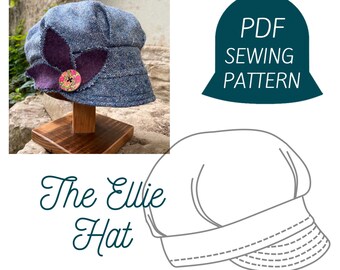 Hat Sewing Pattern, The Ellie Hat, Reversible Hat Instant Download PDF Sewing Pattern, Newsboy, Pageboy