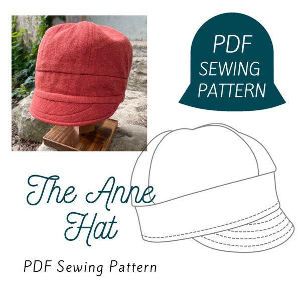 Hat Sewing Pattern, The Anne Hat, Reversible Hat Instant Download PDF Sewing Pattern, Women’s hat pattern, Newsboy, Pageboy