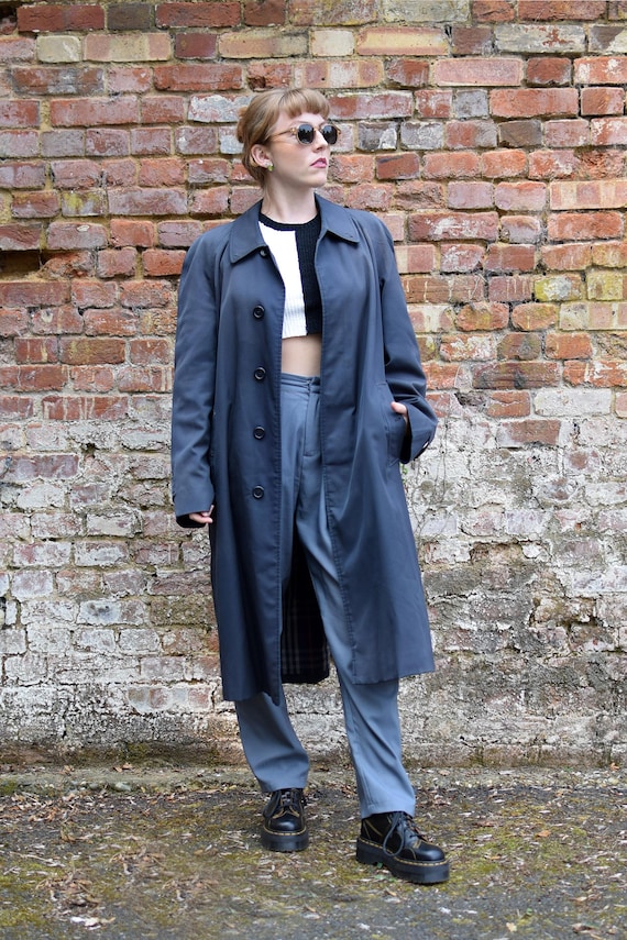 Burberry Duster Coat Blue grey Trench Vintage Etsy UK