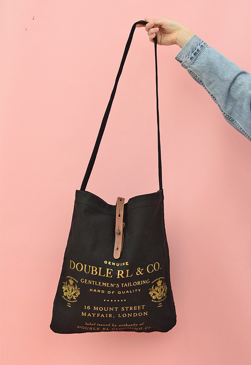 Double RL RALPH LAUREN Authentic Black Canvas Tote Shoulder Bag Rare Collectible Etsy Ireland