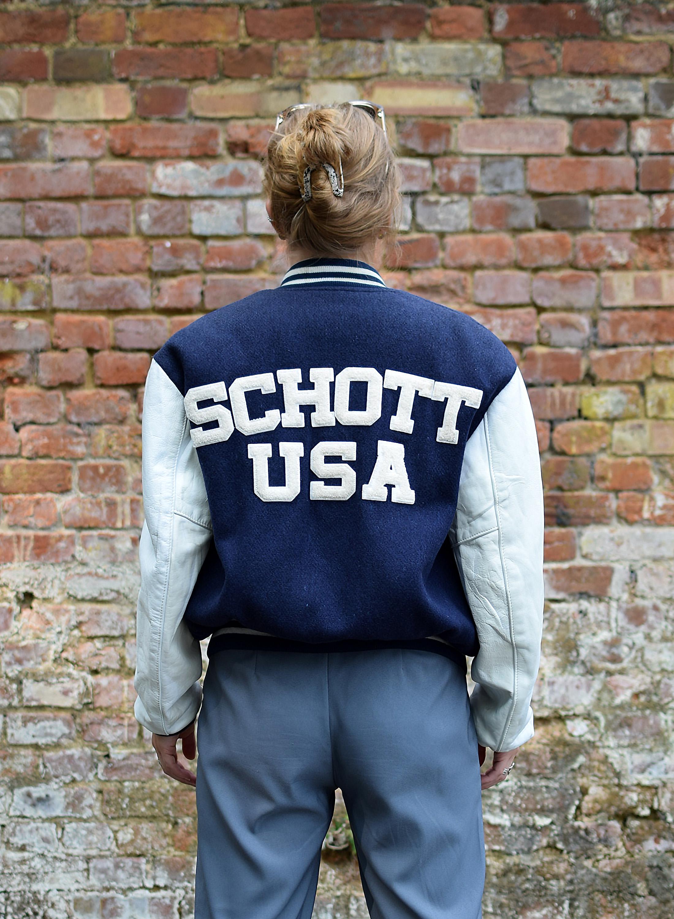 90’s archive cow leather varsity jacket Aviatrix Men's Real Cow Hide Leather Baseball Varsity Patch