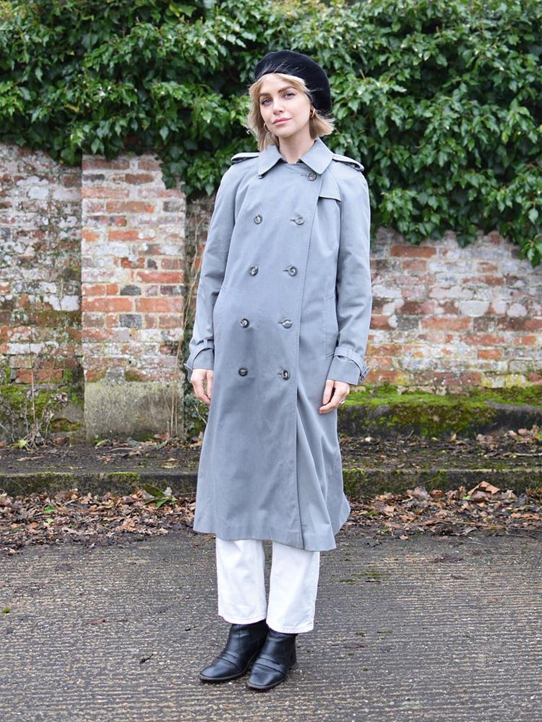 Aquascutum Aqua 5 Classic Duster Coat Trench Vintage Blue/grey