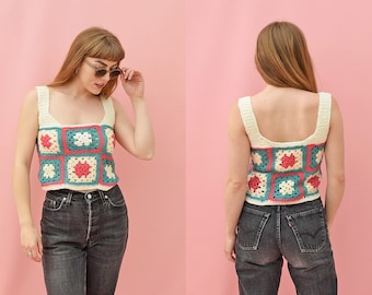 Retro 1970's One-off Hand Crochet Crop Top