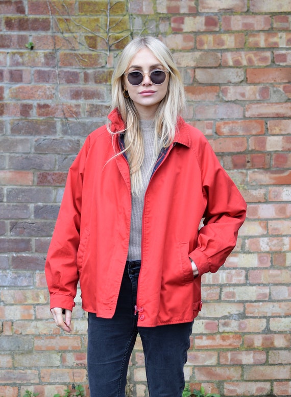 Burberry 90s レッドジャケット Vintage Red Burberrys' of London Crest Bomber Jacket Unisex