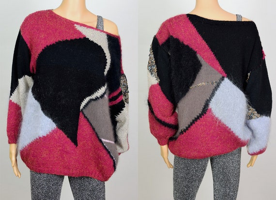 Vintage 1980's Mohair Wool Multicoloured Knit Jump