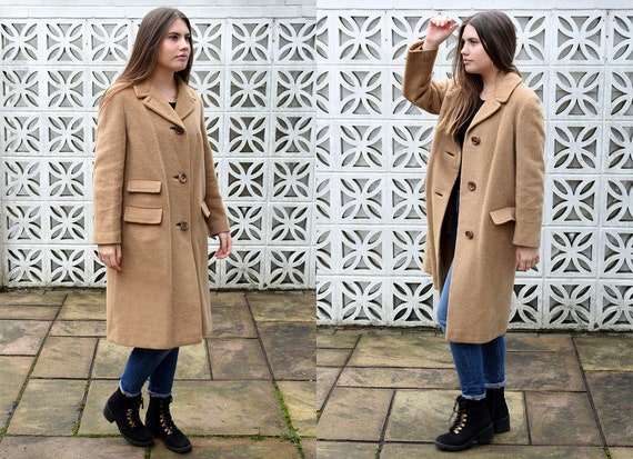 Vintage 1980s Caramel Oversize Wool Coat