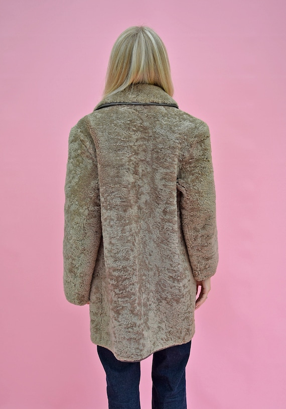 Reverse Sheepskin Coat 1970s Vintage Shearling Ow… - image 8