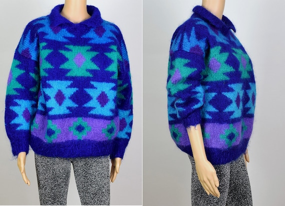 Vintage 1980's Mohair Wool Multicoloured Knit Jump