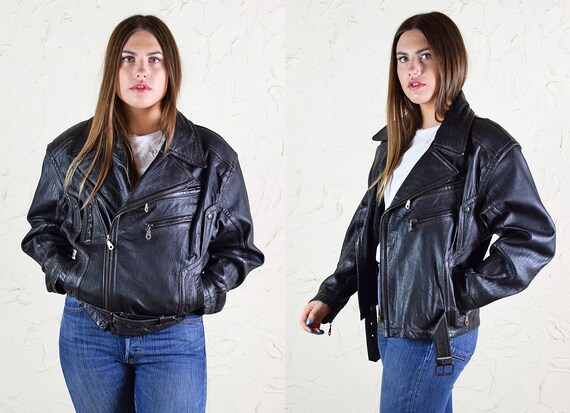 Premium Vintage Black Leather Biker Jacket