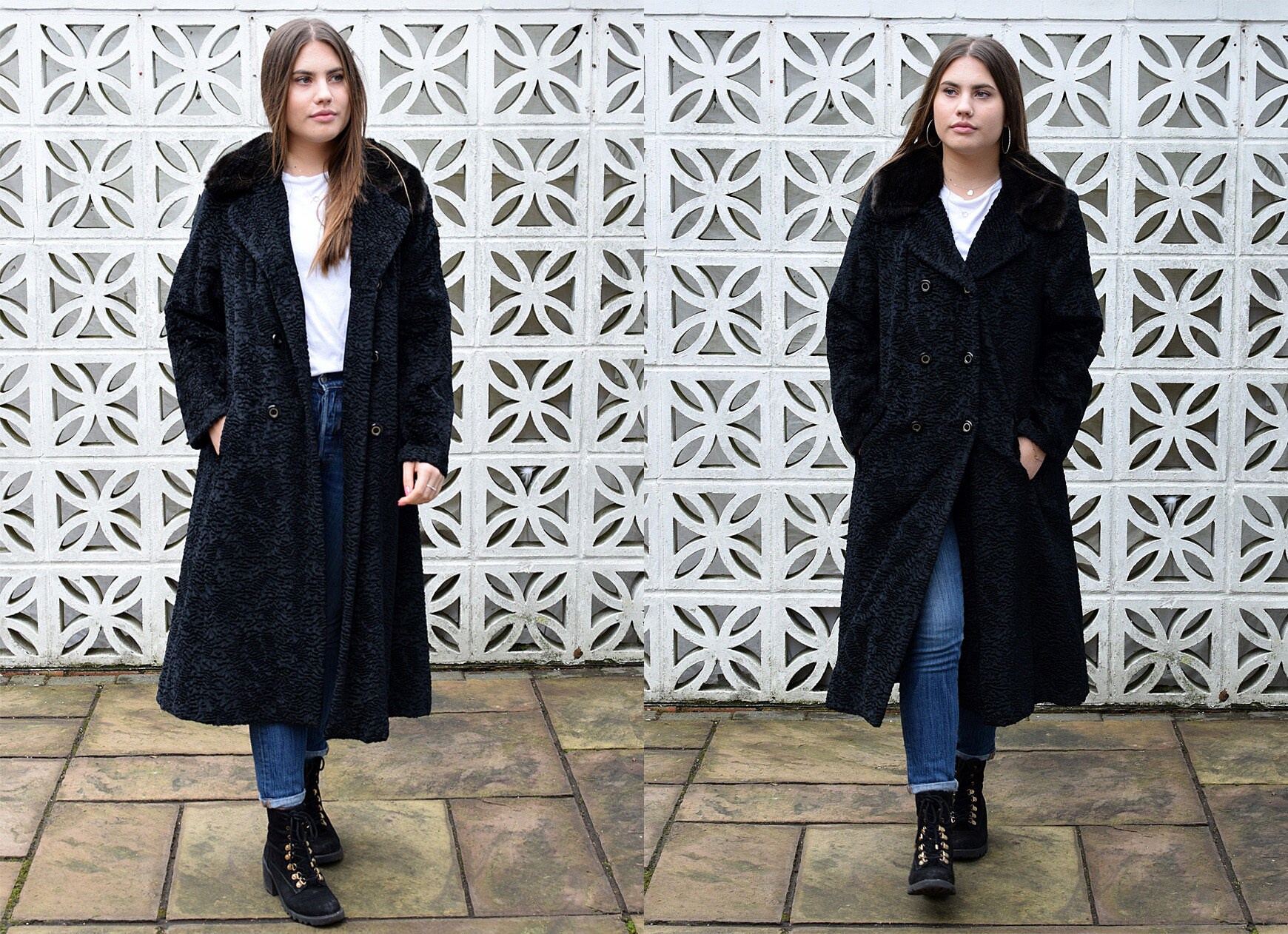 Image of Vintage S Astraka Faux Astrakhan Long Coat