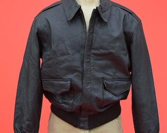 よ*く様 80s avriex A-2 real leather bomber RARE VINTAGE 1980s TYPE A-2 FLIGHT BROWN LEATHER JACKET Like