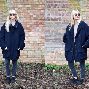 Vintage Burberry Coat Wool Mix Navy