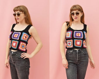 Retro 1970's Hand Crochet Crop Top