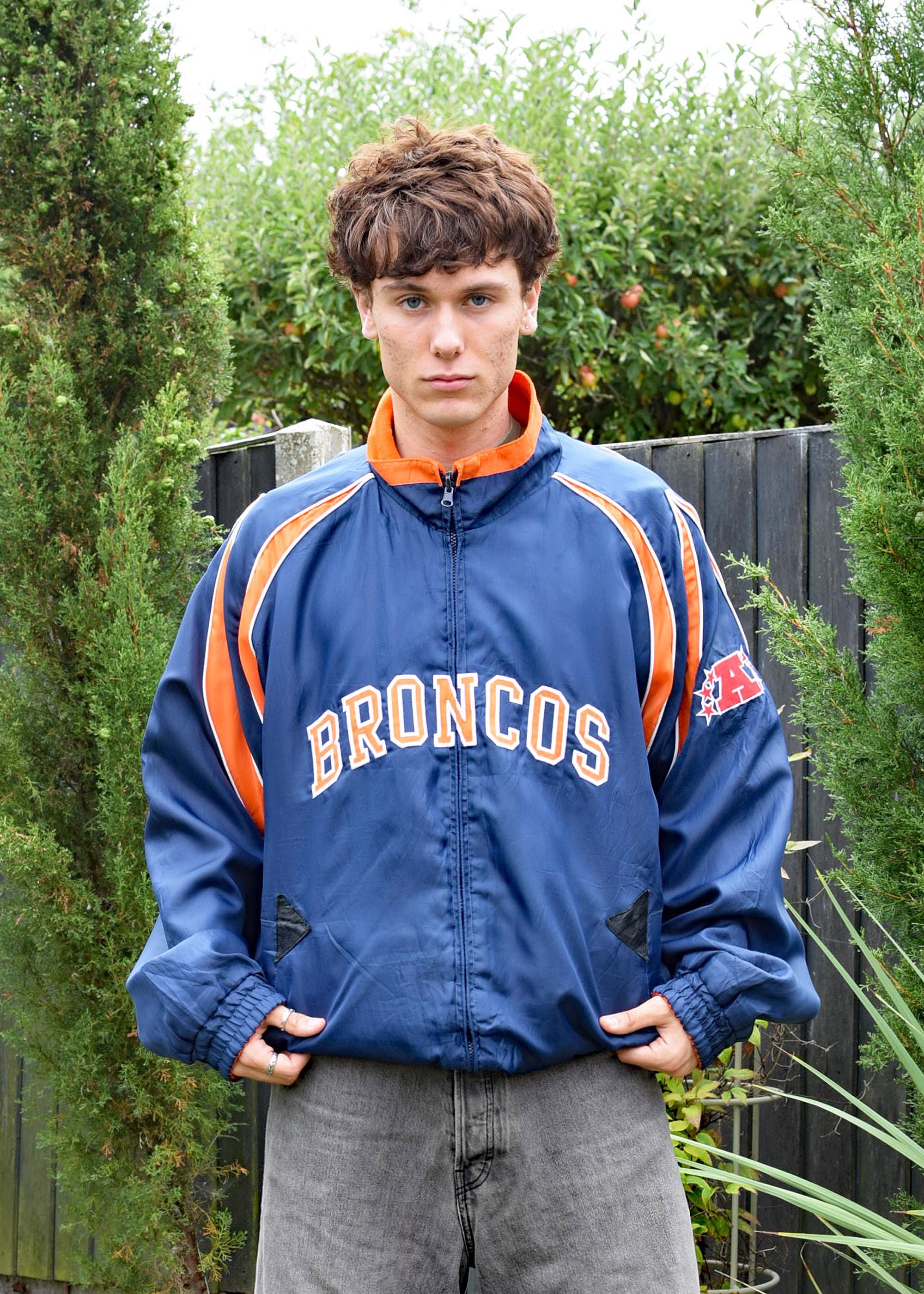 NFL スタジャン レザー スウェード ブラック　ストーリート BRONCOS Denver Broncos Majestic MLB Jacket Reversible Baseball Pro Sports