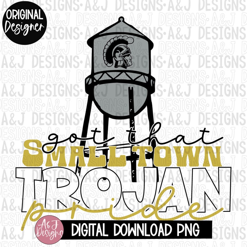 Smalltown Trojan pride PNG,digital download,small town designs ,sports season,DTF,Sublimation,300dpi,trojan,water tower,pride image 1