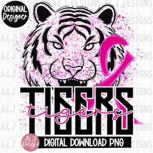 Tigers Breast cancer PNG,Digital download,sublimation file,png,tigers,paint splatter,ajdesigns,300dpi,pink out