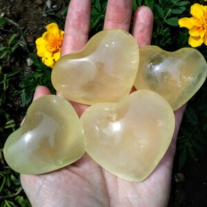 HONEY CALCITE Puffy HEART- 2+&#39;&#39; Honey, Energy Amplifier, Chakra Stone, Healing, Astral Travel, Guide, Teacher, Zen  22.00US+