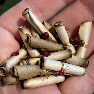 MINIATURE SCROLLS- Set of 10, Vintage, Dollhouse, Fairy Garden, Wedding ...