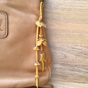 Leather Handbag Charm, Leather Purse Charm, Flower Bag Charm