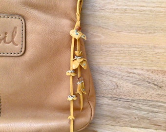 Leather Handbag Charm, Leather Purse Charm, Flower Bag Charm