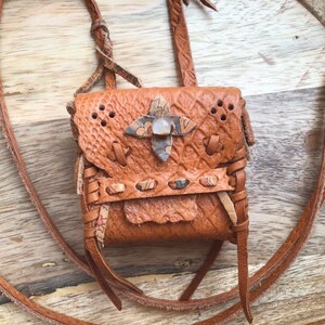 Leather Pendant, Leather Purse, Leather Necklace, Miniature Purse