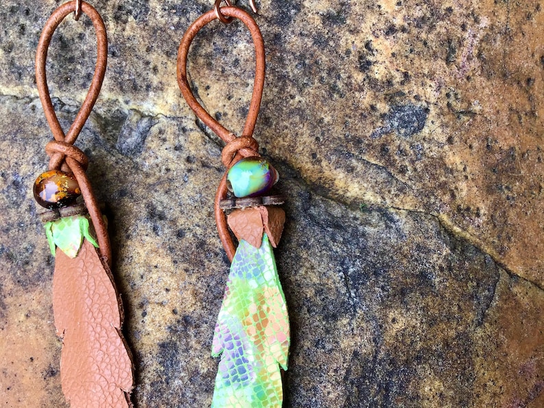 Leather Leaf Earrings Flower