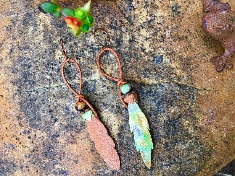 Leather Leaf Earrings Flower