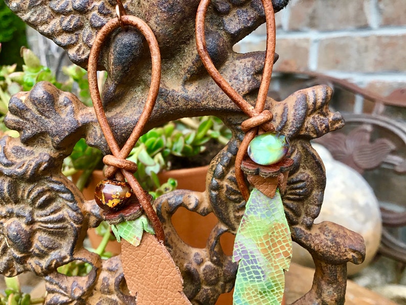 Leather Leaf Earrings Flower