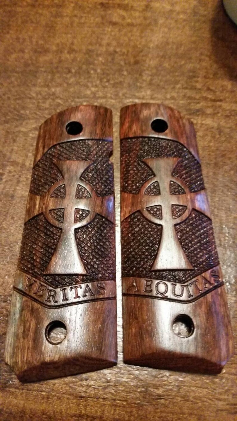 Full Size 1911 Caribbean Rosewood Grips with Celtic Cross Etsy
