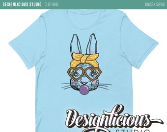 T-shirt | Schattig konijntjesgezicht met gele hoofdband