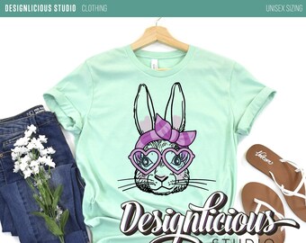 T-shirt | Schattig konijntjesgezicht met paarse hoofdband