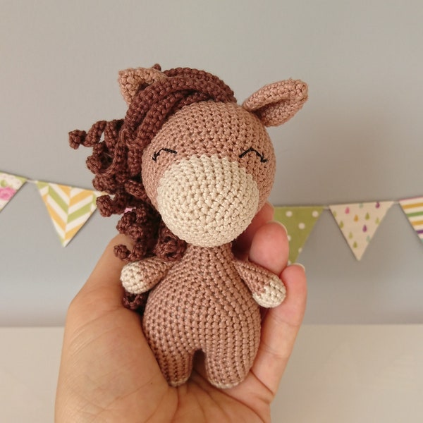 Crochet stuffed animal Horse. Personalized kids toy. Gender-neutral birthday gift idea. New baby arrival gifts. Nursery decor. Amigurumi