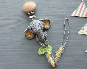 Schnullerkette mit Tier Elefant, Babyparty Geschenk für Mädchen oder Junge