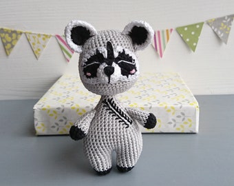 Crochet Raccoon Stuffed Animal: Personalized Cotton Kids Toy