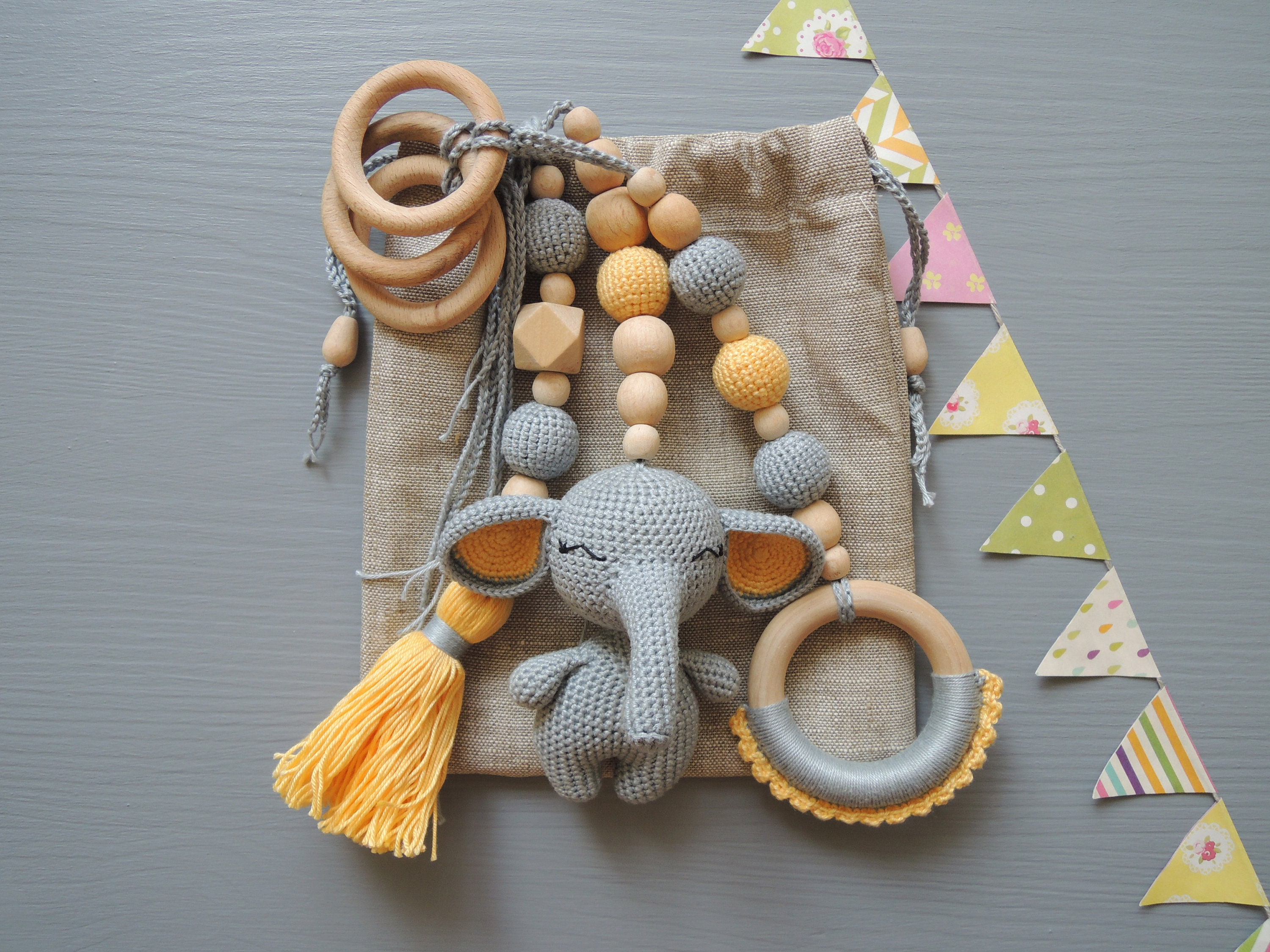 Set of 3 Hanging toys for Wooden Baby Gym Stroller toys Car Etsy