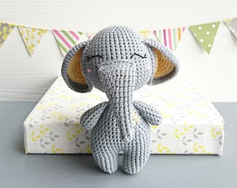 Crocheted Elephant Stuffed Animal: Personalized Cotton Kids Toy