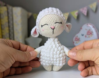 Personalized Stuffed Animal Sheep: Crochet Amigurumi, Baby Nursery Decor