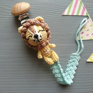 Lion Themed Baby Gift Set. Crochet Toys Bundle: Pacifier Clip, Rattle ...