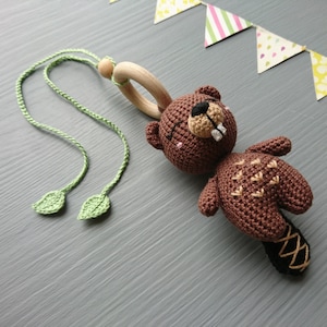 Beaver Pacifier Crochet Beaver Baby Gift Set: Handmade Rattle, Pacifier Clip, Stuffed ...