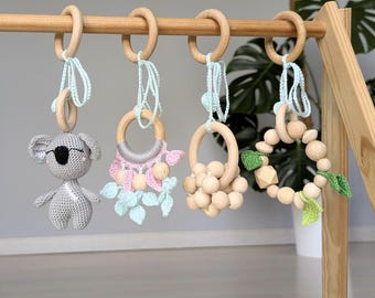 Koala Baby Gym Set: Montessori Hanging Toys. Custom Baby Gifts