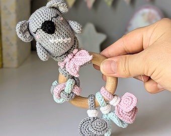 Koala Baby Rattle: Handmade Sensory Toy, Custom Baby Gifts