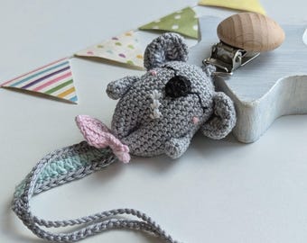 Cozy Koala Pacifier Clip: Crochet Cotton Dummy Clip, Gender Neutral Newborn Gift